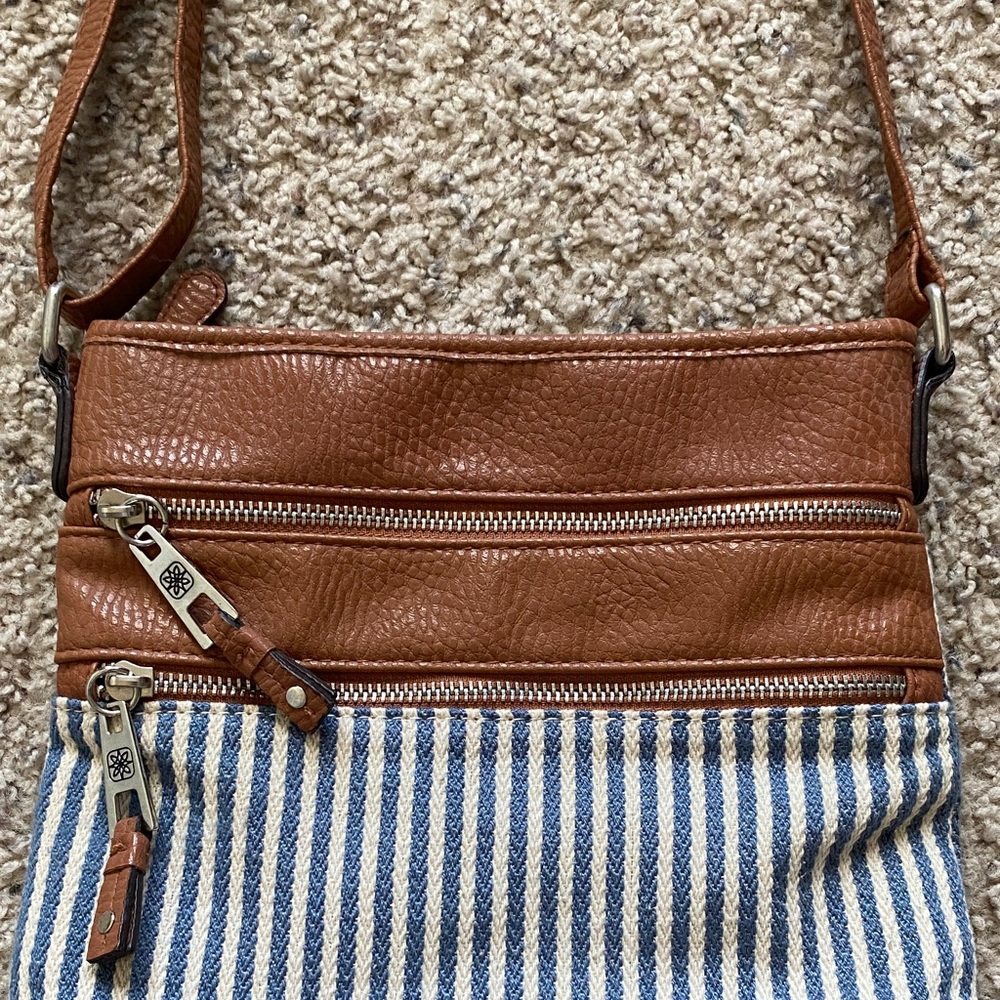 Tan and Blue Crossbody Bag - Picture 4 of 13